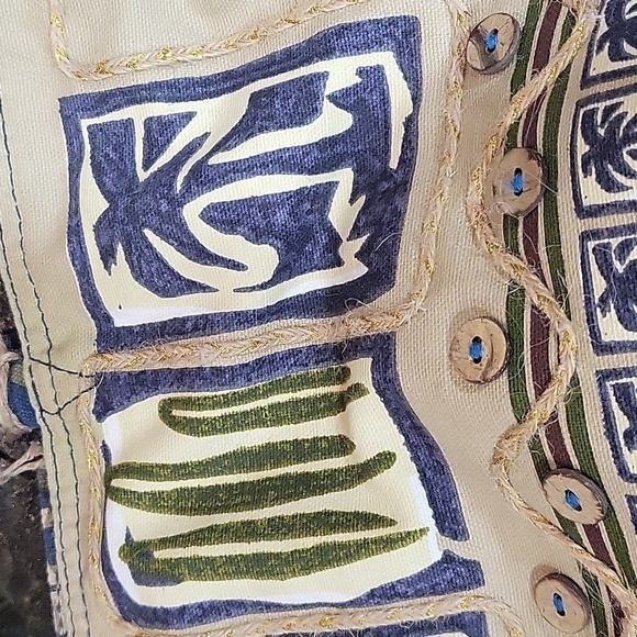 Canvas Blue, Green Tan, Orange Beach Theme Bag Purse Palm Trees, Hibiscus, Surf - Picture 10 of 14